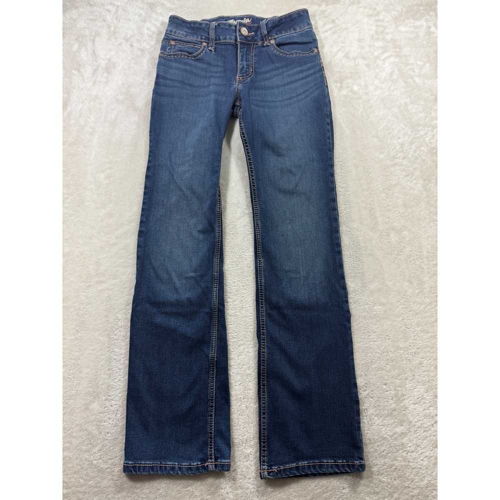 Wrangler Womens Retro Mae Bootcut Mid Rise Stretch Blue Jeans 1/2x32 Meas: 27x31